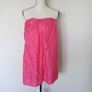 BCBGMaxAzria Raspbery Front Pleat Strapless  Dress